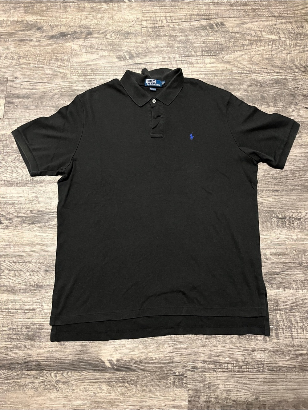 Ralph Lauren Black Polo with Blue Pony Embroidery